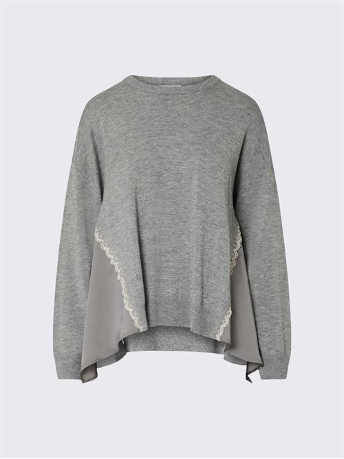Maglia con inserti in raso LIU JO | WF6290MA16R/02050